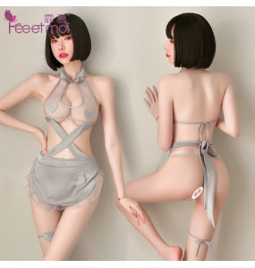FEE ET MOI Heart To Heart Sexy Backless Skater Dress (Grey)
